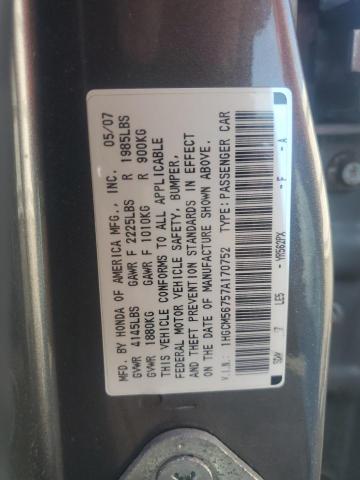 1HGCM56757A170752 - 2007 HONDA ACCORD EX GRAY photo 12