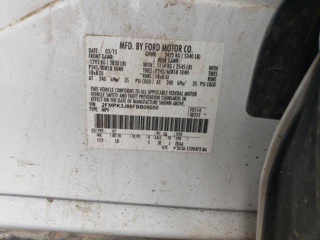 2FMPK3J88FBB09050 - 2015 FORD EDGE SEL WHITE photo 13