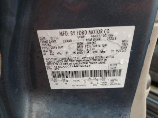 1FMCU0C74AKD40523 - 2010 FORD ESCAPE XLS BLUE photo 12