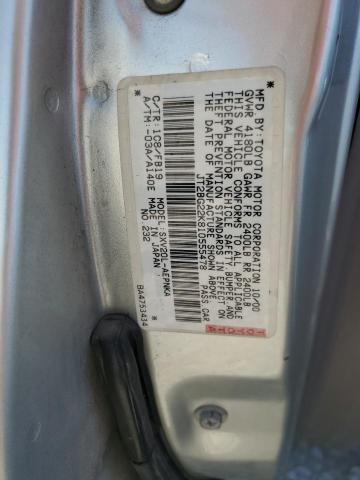 JT2BG22K810555478 - 2001 TOYOTA CAMRY CE Argent photo 12