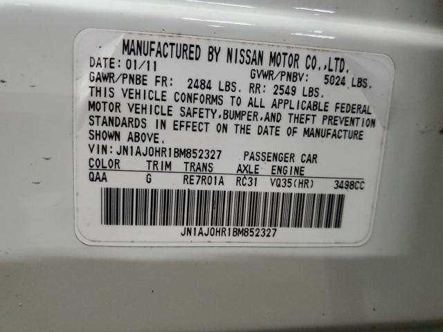 JN1AJ0HR1BM852327 - 2011 INFINITI EX35 BASE Սպիտակ լուսանկար 12