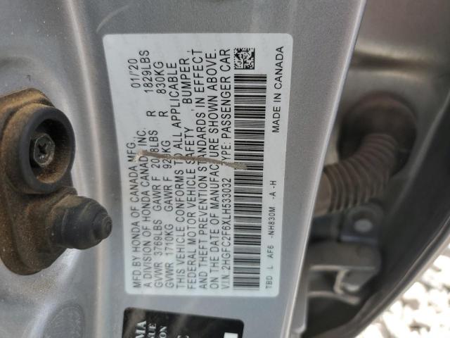 2HGFC2F6XLH533032 - 2020 HONDA CIVIC LX Silber Foto 12