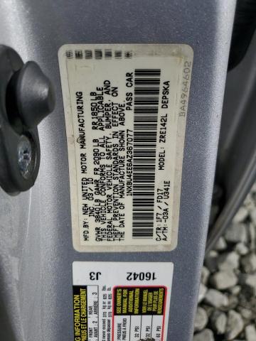 1NXBU4EE6AZ367077 - 2010 TOYOTA COROLLA BASE Серебристый фото 12