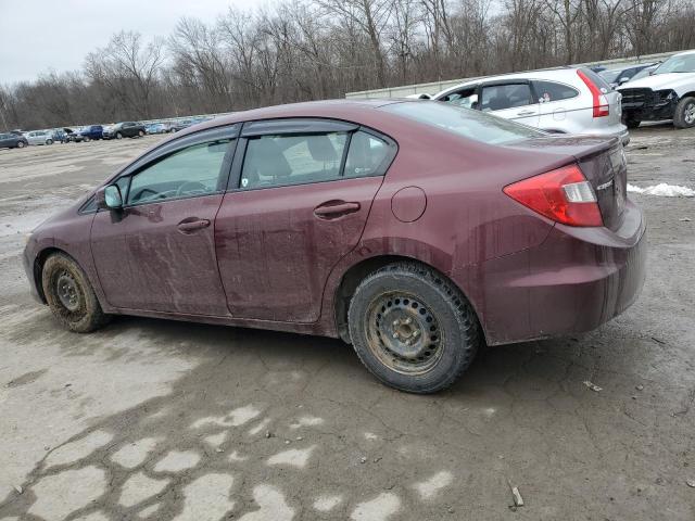 2HGFB2F53CH580042 - 2012 HONDA CIVIC LX MAROON photo 2