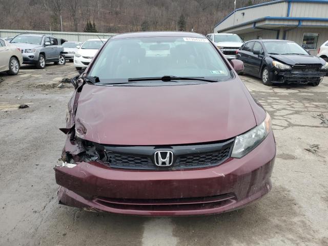 2HGFB2F53CH580042 - 2012 HONDA CIVIC LX MAROON photo 5