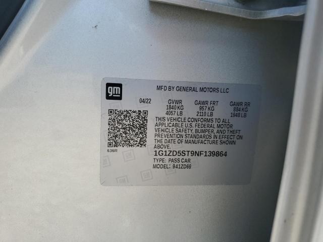 1G1ZD5ST9NF139864 - 2022 CHEVROLET MALIBU LT SILVER photo 13