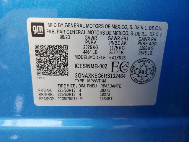 3GNAXKEG6RS132484 - 2024 CHEVROLET EQUINOX LT BLUE photo 13