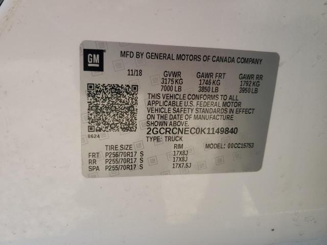 2GCRCNEC0K1149840 - 2019 CHEVROLET SILVERADO C1500 Белый фото 12