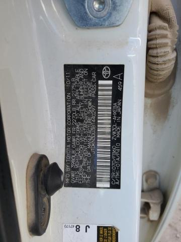 JTDKN3DU3B1440297 - 2011 TOYOTA PRIUS თეთრი ფოტო 12