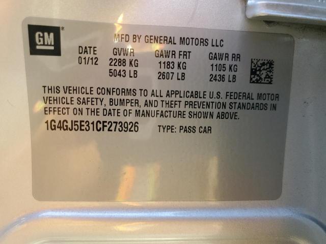 1G4GJ5E31CF273926 - 2012 BUICK LACROSSE TOURING SILVER photo 12