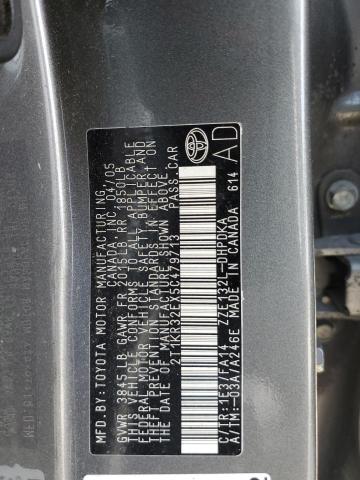 2T1KR32EX5C479713 - 2005 TOYOTA COROLLA MA XR GRAY photo 12