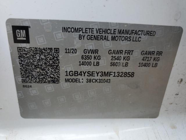 1GB4YSEY3MF132858 - 2021 CHEVROLET SILVERADO K3500 WHITE photo 12