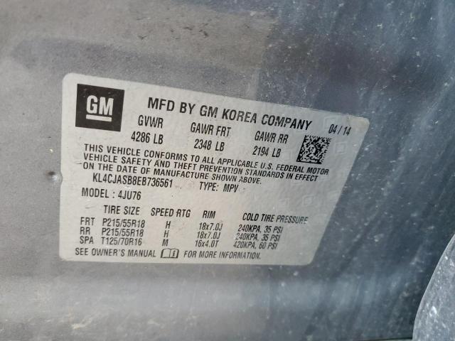 KL4CJASB8EB736561 - 2014 BUICK ENCORE ნაცრისფერი ფოტო 13