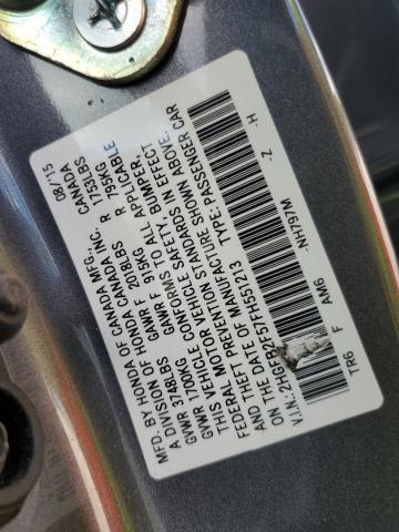 2HGFB2F57FH551213 - 2015 HONDA CIVIC LX GRAY photo 12