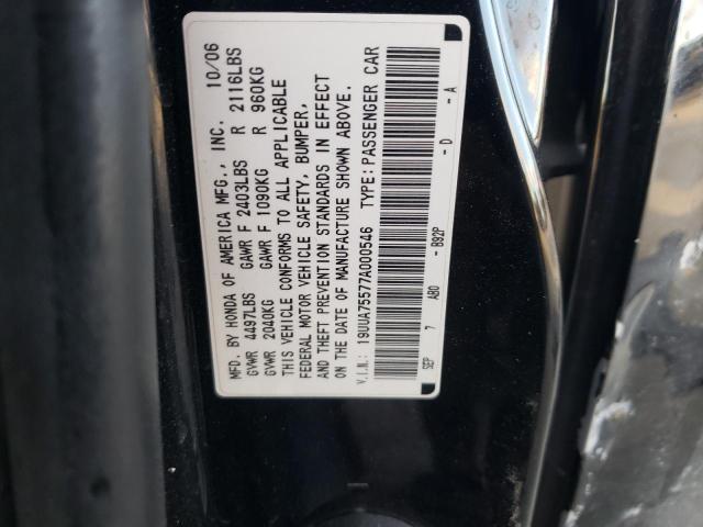 19UUA75577A000546 - 2007 ACURA TL TYPE S BLACK photo 12