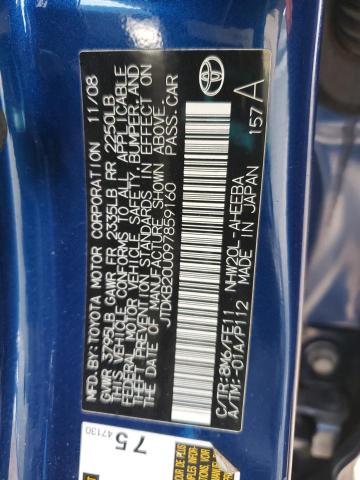 JTDKB20U097859160 - 2009 TOYOTA PRIUS BLUE photo 12