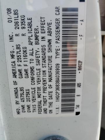 1HGCP36838A036909 - 2008 HONDA ACCORD EXL WHITE photo 13