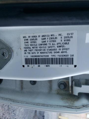 1HGCM66867A070268 - 2007 HONDA ACCORD EX WHITE photo 13