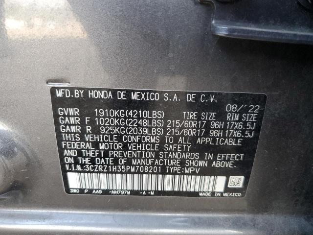 3CZRZ1H35PM708201 - 2023 HONDA HR-V LX رمادي صورة 13