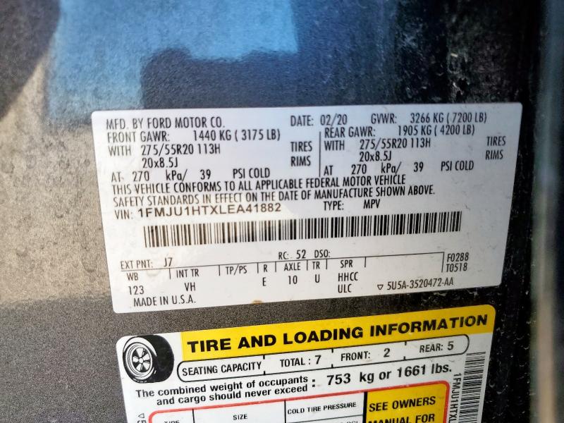 1FMJU1HTXLEA41882 - 2020 FORD EXPEDITION XLT 石墨色 照片 14