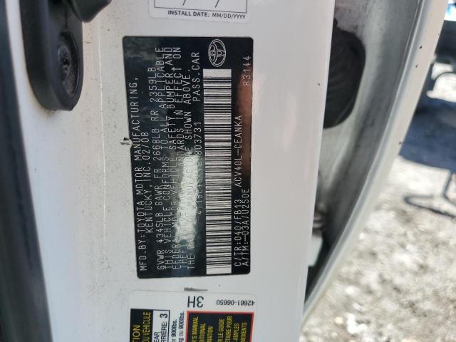 4T1BE46K49U803731 - 2009 TOYOTA CAMRY BASE WHITE photo 12