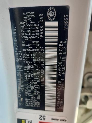 4T1DAACK5SU077097 - 2025 TOYOTA CAMRY XSE 白色 照片 12