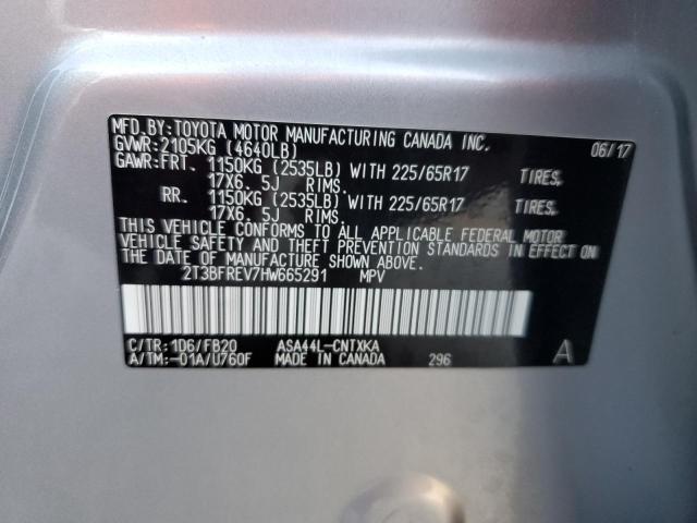 2T3BFREV7HW665291 - 2017 TOYOTA RAV4 LE Argent photo 13