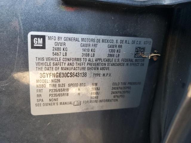 3GYFNGE30CS643138 - 2012 CADILLAC SRX GRAY photo 14