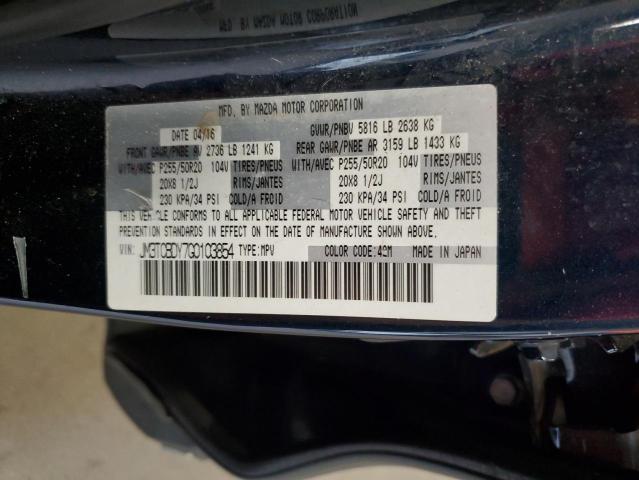 JM3TCBDY7G0103854 - 2016 MAZDA CX-9 GRAND TOURING BLUE photo 13