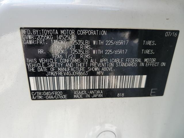 JTMZFREV4GJ098663 - 2016 TOYOTA RAV4 LE Սպիտակ լուսանկար 13