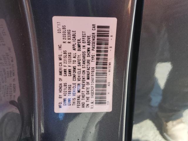 1HGCR2F70HA187606 - 2017 HONDA ACCORD EX გრაფიტი ფოტო 12