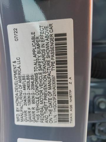 1HGCV3F2XNA030697 - 2022 HONDA ACCORD HYBRID SPORT BLUE photo 12