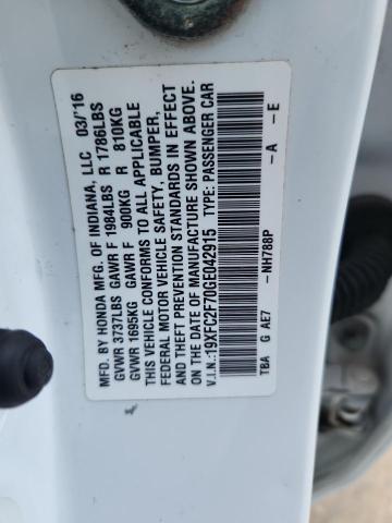 19XFC2F70GE042915 - 2016 HONDA CIVIC EX WHITE photo 13