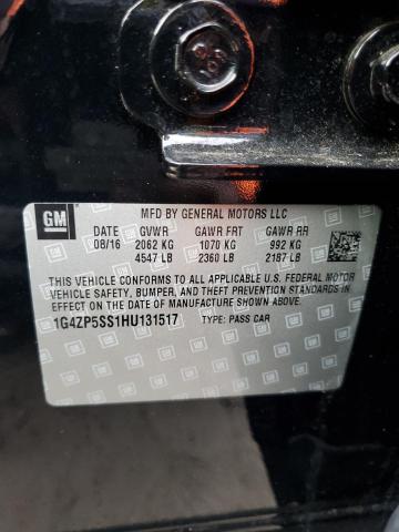 1G4ZP5SS1HU131517 - 2017 BUICK LACROSSE ESSENCE შავი ფოტო 12