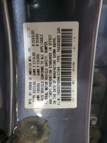 1HGCR2F89HA137568 - 2017 HONDA ACCORD EXL 灰色 照片 12