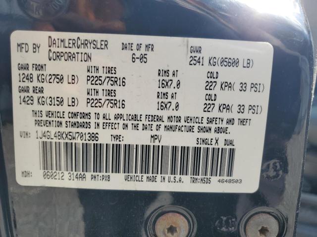 1J4GL48KX5W701386 - 2005 JEEP LIBERTY SPORT BLACK photo 13