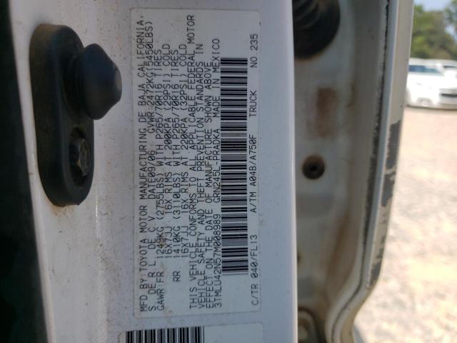 3TMLU42N57M008989 - 2007 TOYOTA TACOMA DOUBLE CAB WHITE photo 12