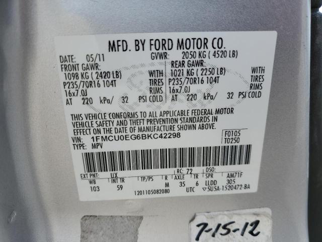 1FMCU0EG6BKC42298 - 2011 FORD ESCAPE LIMITED SILVER photo 13