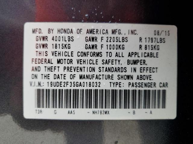 19UDE2F35GA018032 - 2016 ACURA ILX BASE WATCH PLUS GRAY photo 12