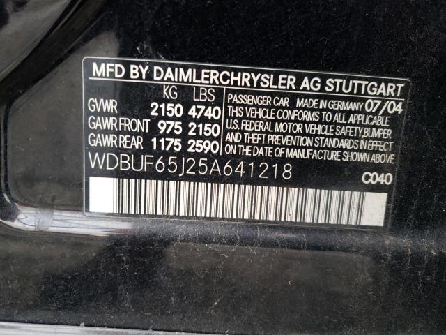 WDBUF65J25A641218 - 2005 MERCEDES-BENZ E 320 BLACK photo 12