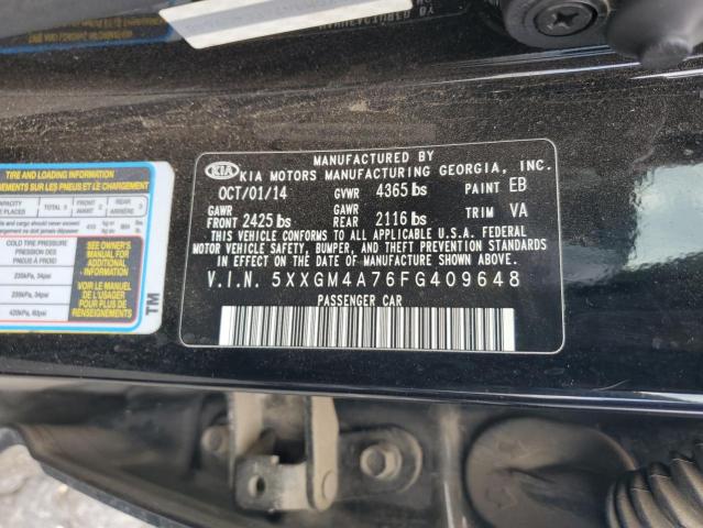 5XXGM4A76FG409648 - 2015 KIA OPTIMA LX BLACK photo 12