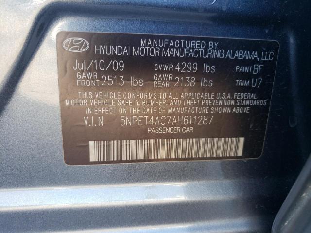 5NPET4AC7AH611287 - 2010 HYUNDAI SONATA GLS GRAY photo 12