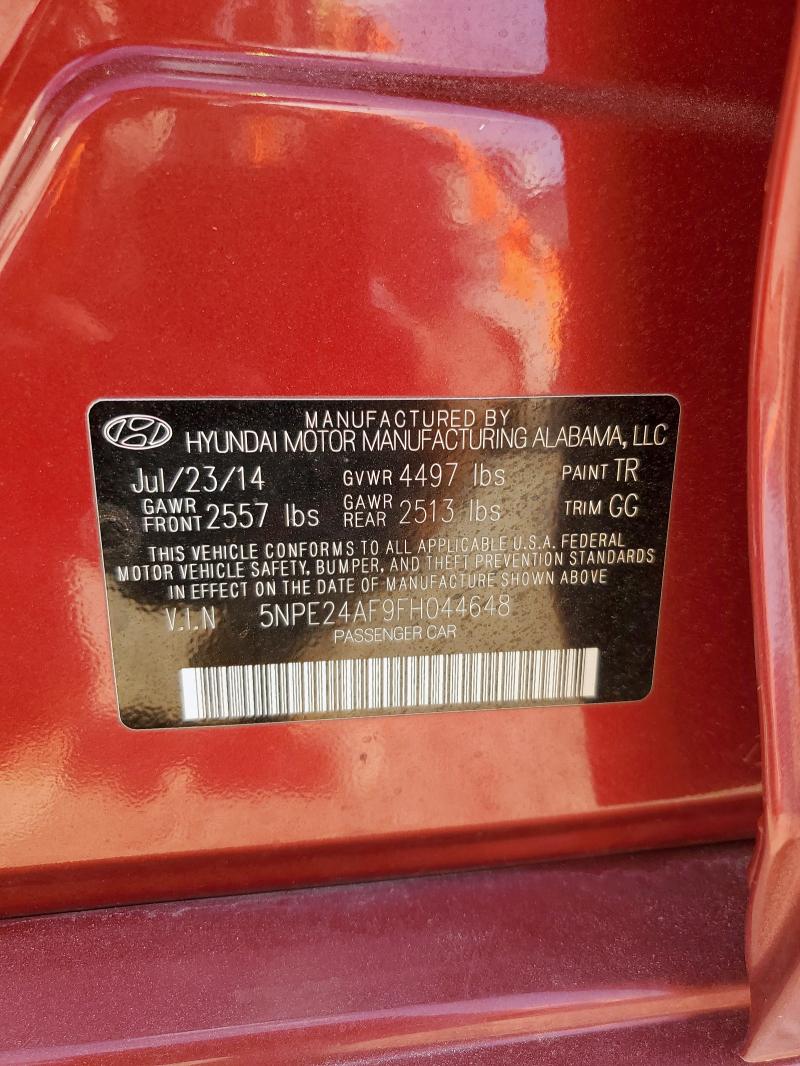 5NPE24AF9FH044648 - 2015 HYUNDAI SONATA SE 红色 照片 12