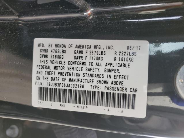 19UUB3F36JA002198 - 2018 ACURA TLX შავი ფოტო 12