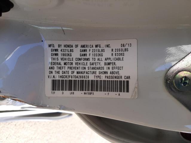 1HGCR2F87DA266628 - 2013 HONDA ACCORD EXL WHITE photo 12