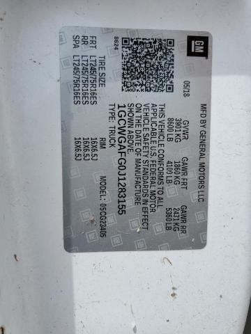 1GCWGAFG0J1283155 - 2018 CHEVROLET EXPRESS G2 白色 照片 12