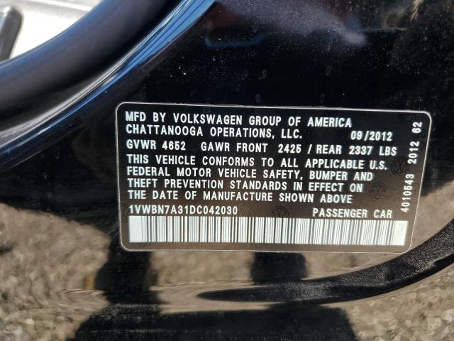 1VWBN7A31DC042030 - 2013 VOLKSWAGEN PASSAT SE BLACK photo 12
