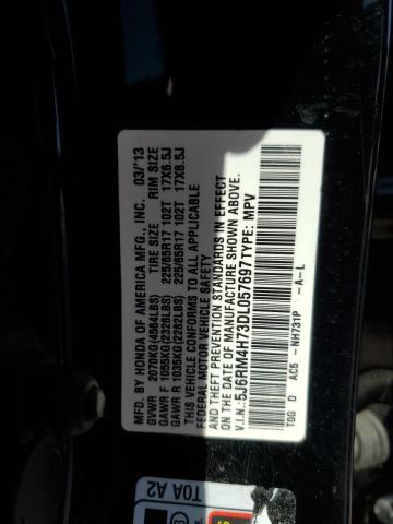 5J6RM4H73DL057697 - 2013 HONDA CR-V EXL 黑色 照片 13