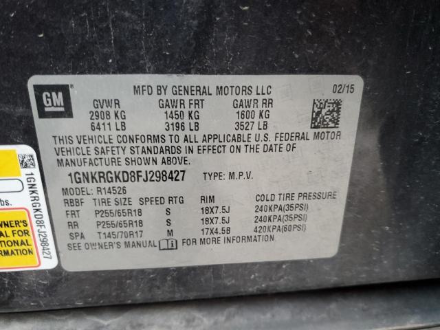 1GNKRGKD8FJ298427 - 2015 CHEVROLET TRAVERSE LT Grafit foto 13