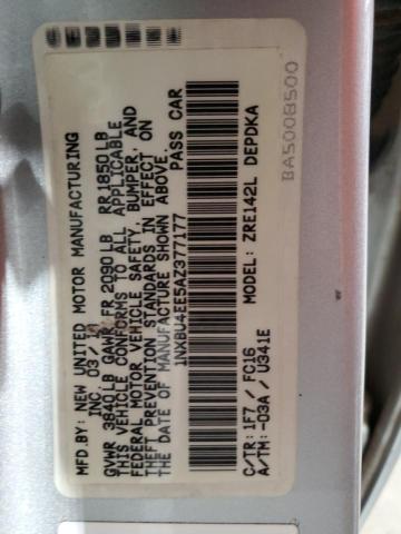 1NXBU4EE5AZ377177 - 2010 TOYOTA COROLLA BASE SILVER photo 12